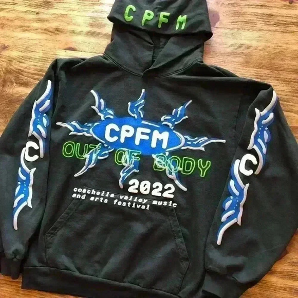 Coachella 2022 Cactus Plant Flea Market Weekend 2 Olive Green Hoodie Sweater - Picture 3 of 16